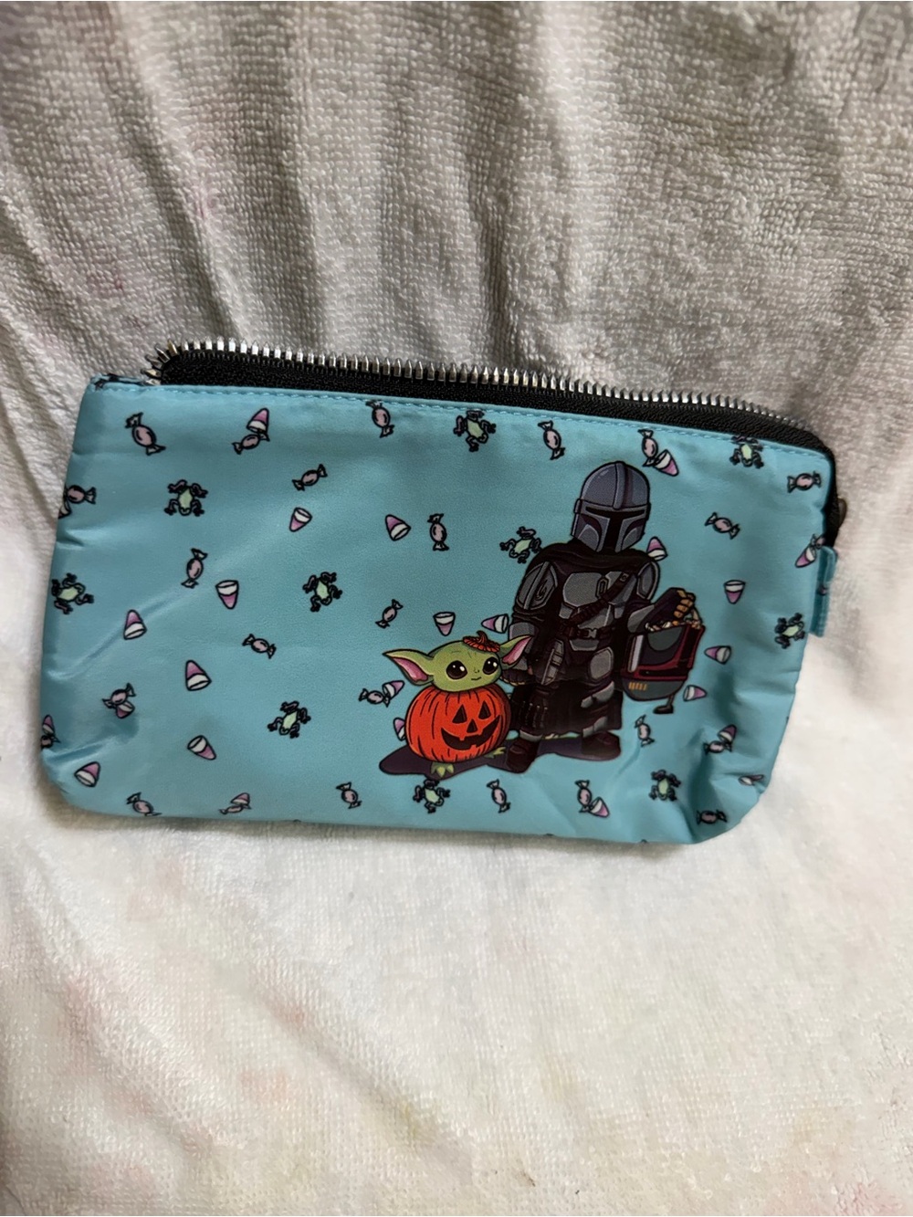 Cute Halloween Themed Star Wars Mando & Grogu double Zip Pouch